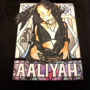 Aaliyah T Shirt Unisex Large Black Short Sleeve Graphic R&B Music Artist Cotton